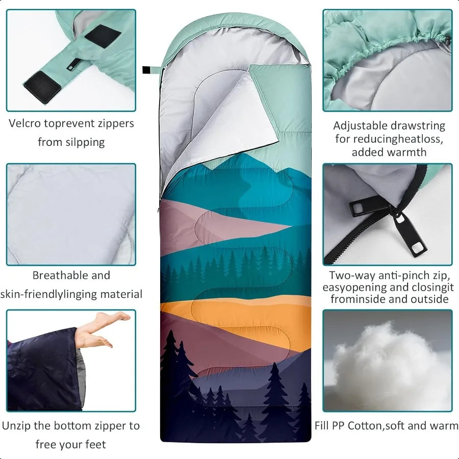 Cotton Sleeping Bags Adults 3 Seasons Waterproof Outdoor