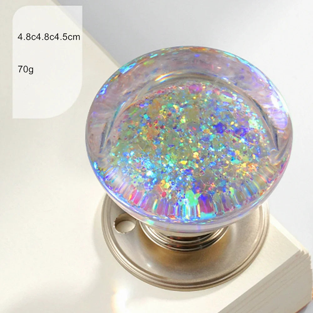 Retro Round Resin Door Knob Crystal Flower Transparent