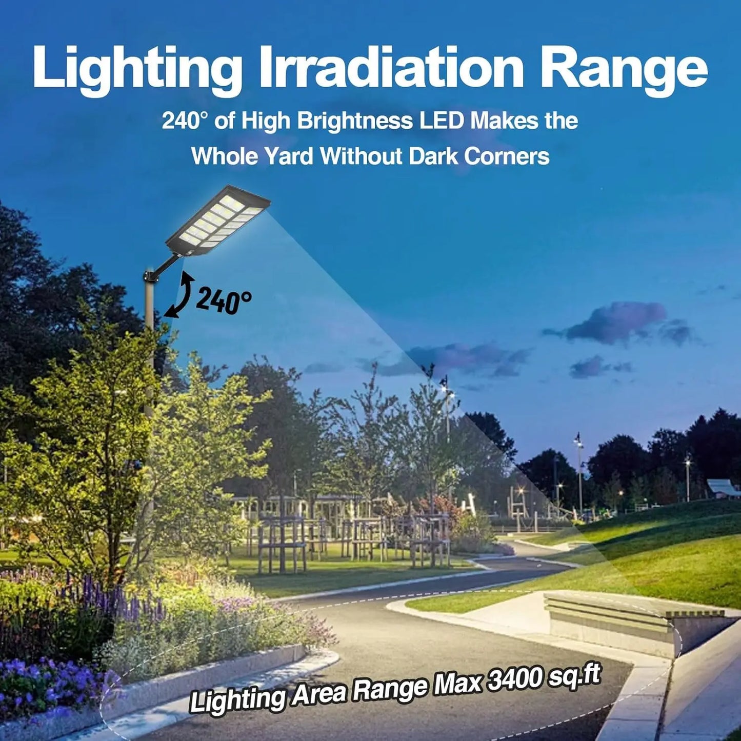 5000W Solar Street Lights Outdoor IP67 Waterproof Parking Lot Light with Motion Sensor and Dusk to Dawn Security Flood Lights 7000K