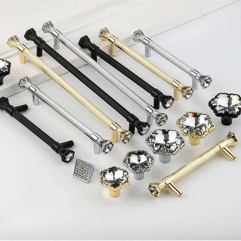 Light Luxury Crystal Handle Zinc Alloy Cabinet Hardware