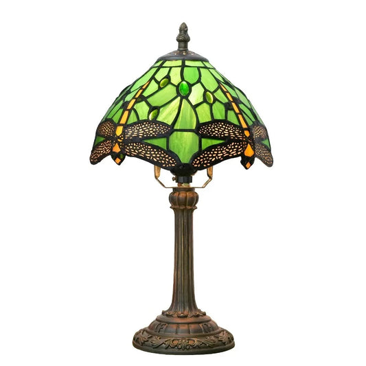 8inch 20cm Tiffany Desk Light Stained Glass Dragonfly Lampshade Bedside Table Lamp for Bedroom Living Room Lampara Mesita Noche