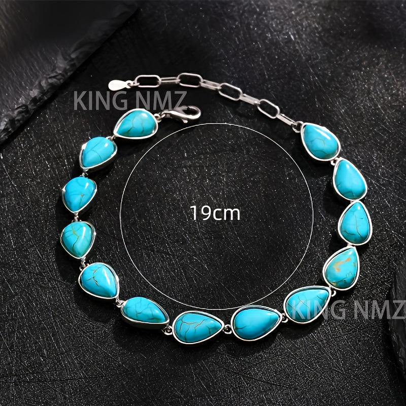 925 Sterling Silver Turquoise Women'S Bracelet, Elegant And Fashionable, A Fashionable Item For, Suitable As A Gift For Girlfriends And Wives On Holidays, Birthdays, Anniversaries, Valentine'S Day, With Exquisite Gift Box Att