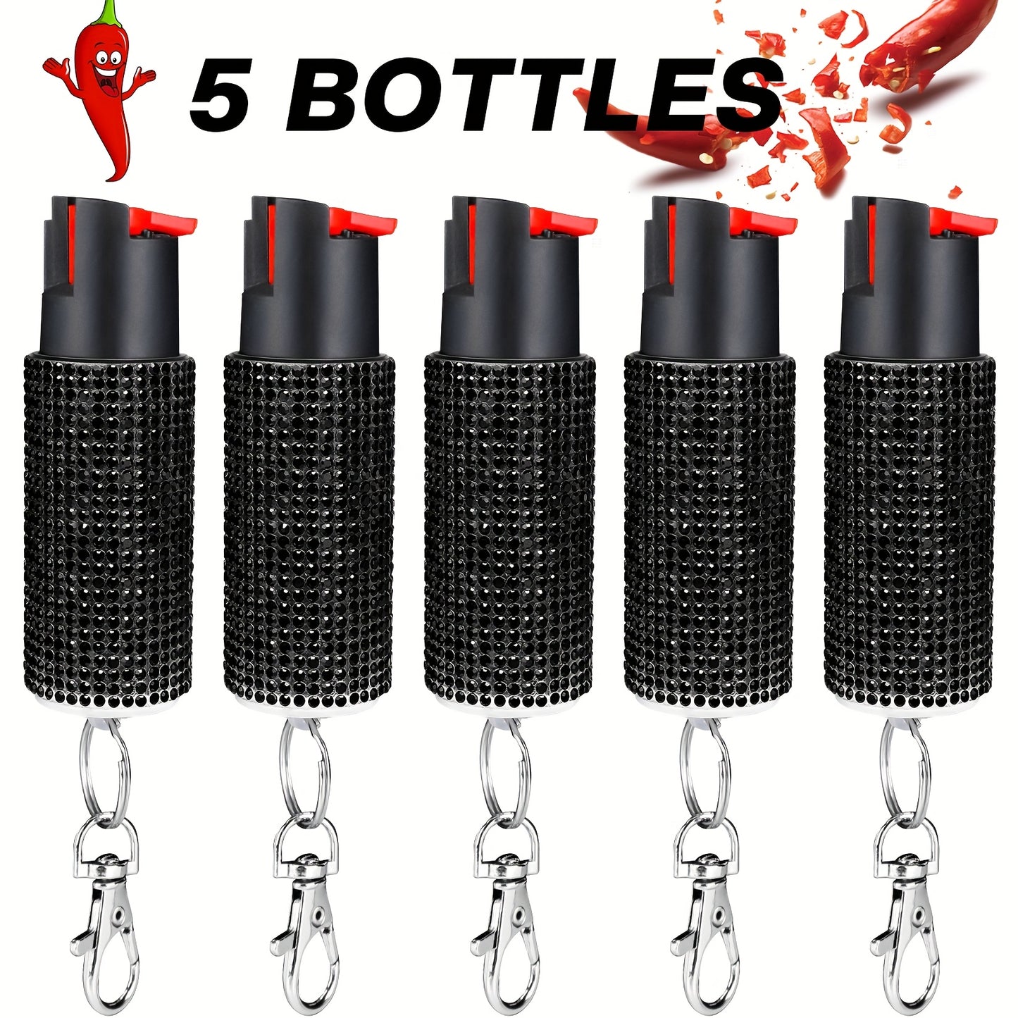 5Bottles Hot Pepper Spray Portable Pepper Pray Outdoor Protection Quick to Aim Safe And Easy to Use Pepper Pray for Hiking & Camping Suitable for Women And Police., Personal Safety Device, Hiking Protection, Compact Design, L