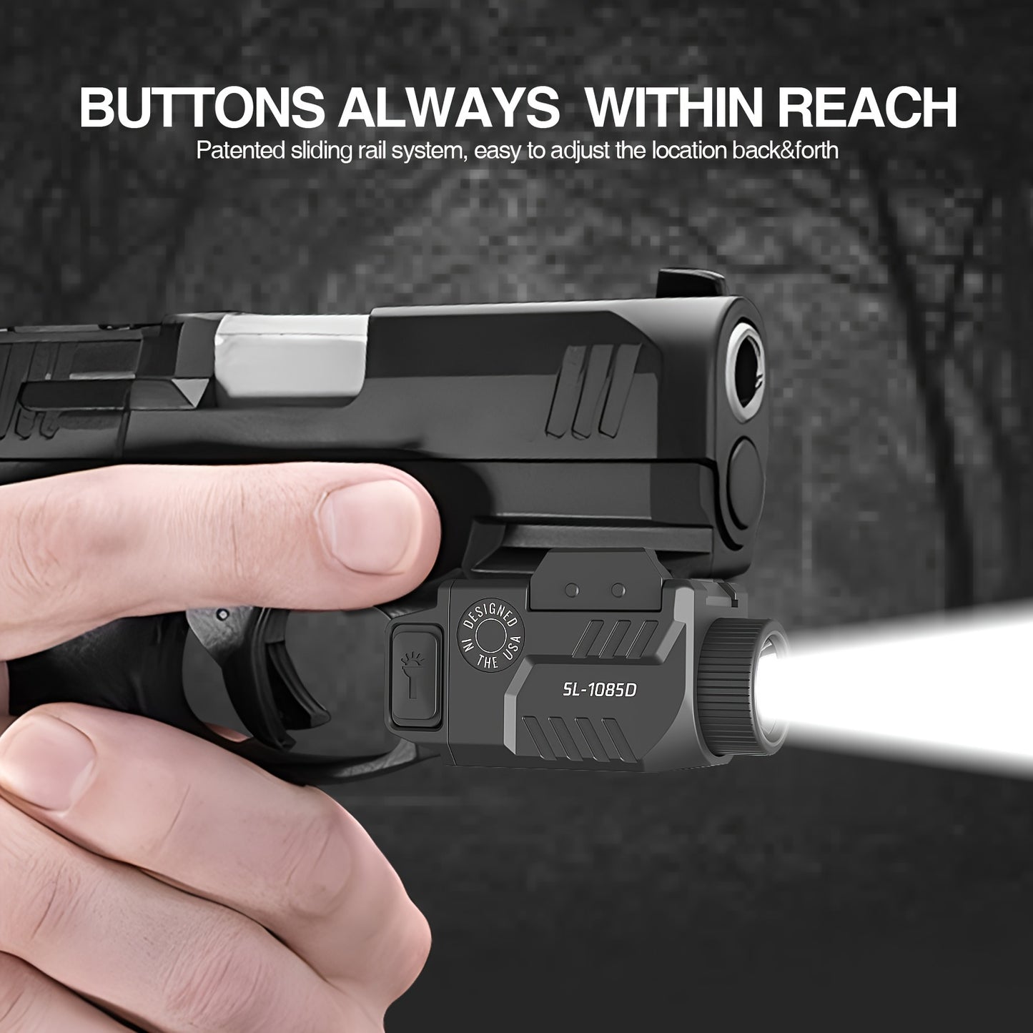 800 Lumens Rechargeable Tactical Flashlight for Picatinny Rail Pistol Handgun Light