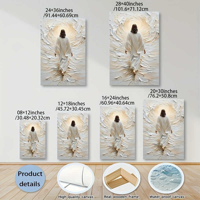 Jesus Walking On Water Wood Framed Canvas Wall Art Gift