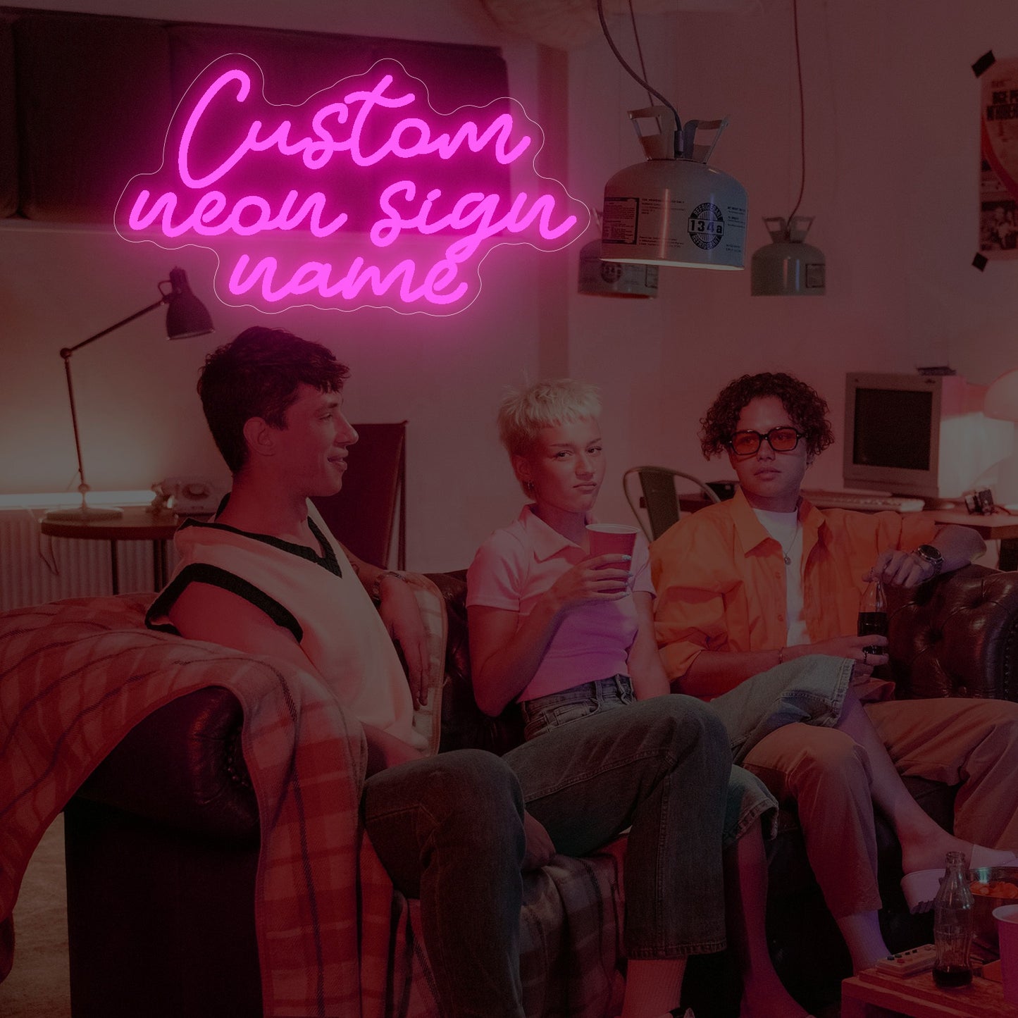 Custom Three Row Led Neon Lights With Names For Home Decor