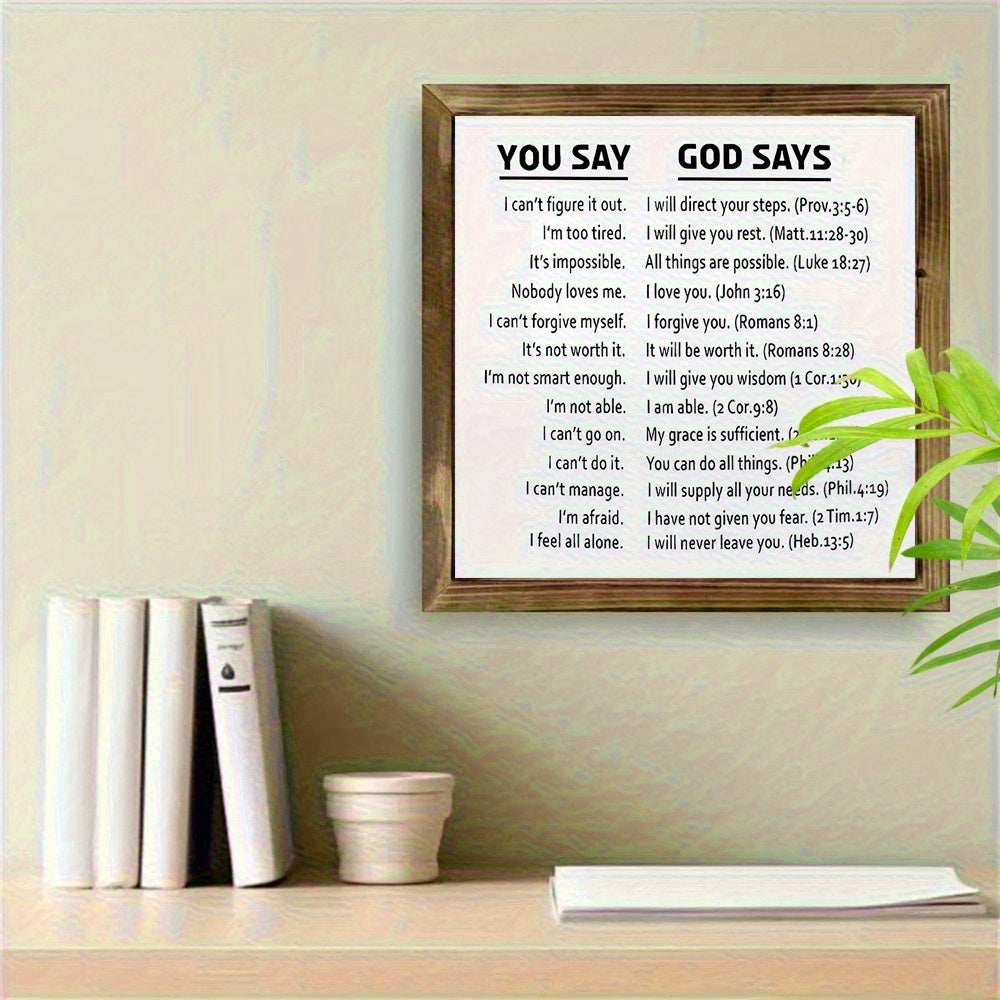 Dual Sided Bible Verses Wooden Frame Sign 8x8 Inches