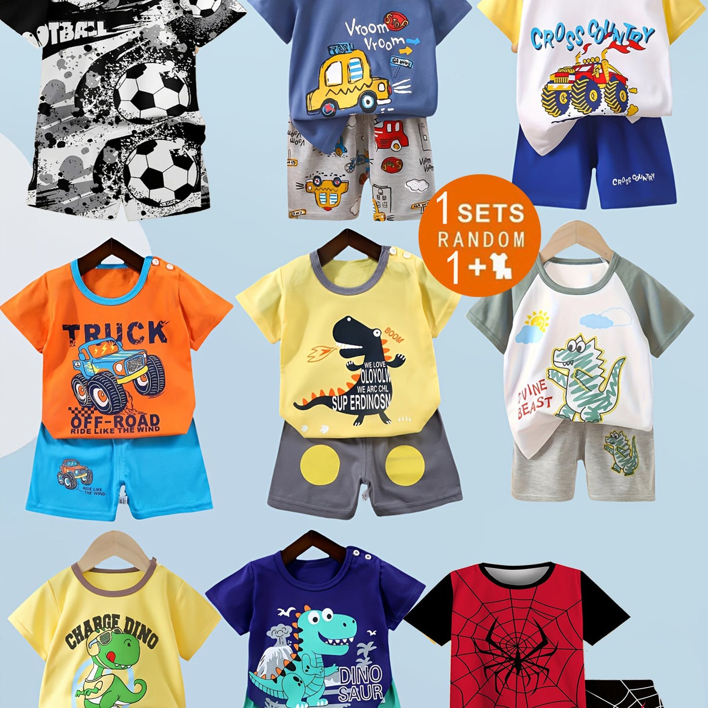 3D Printed Boys Casual Short Sleeve T Shirts and Shorts Sets Outdoor Wear