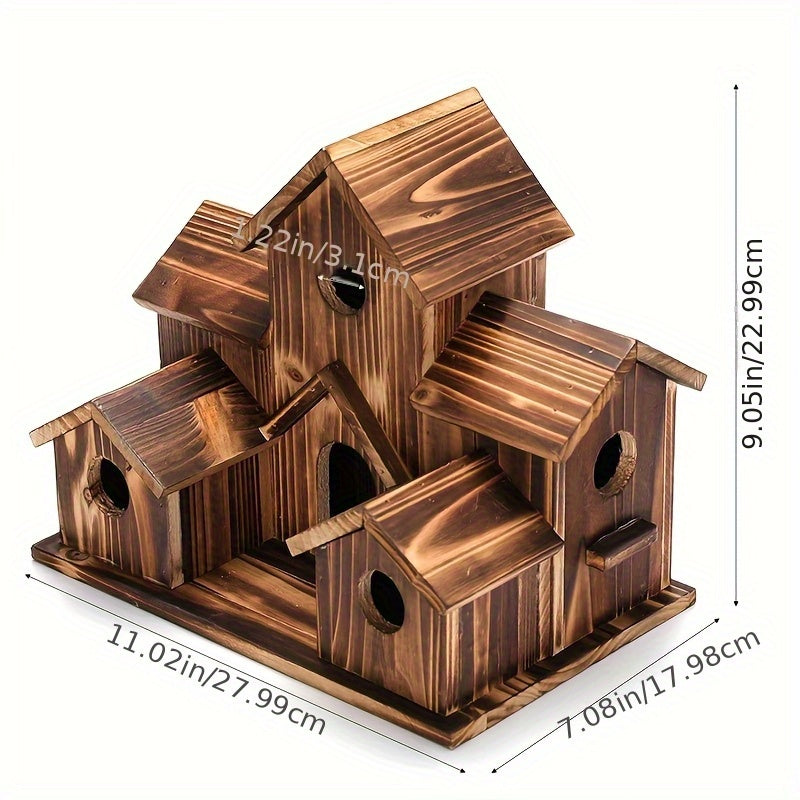 Handmade Wood Hummingbird House and Goldfinch Nest Box Wall Mount