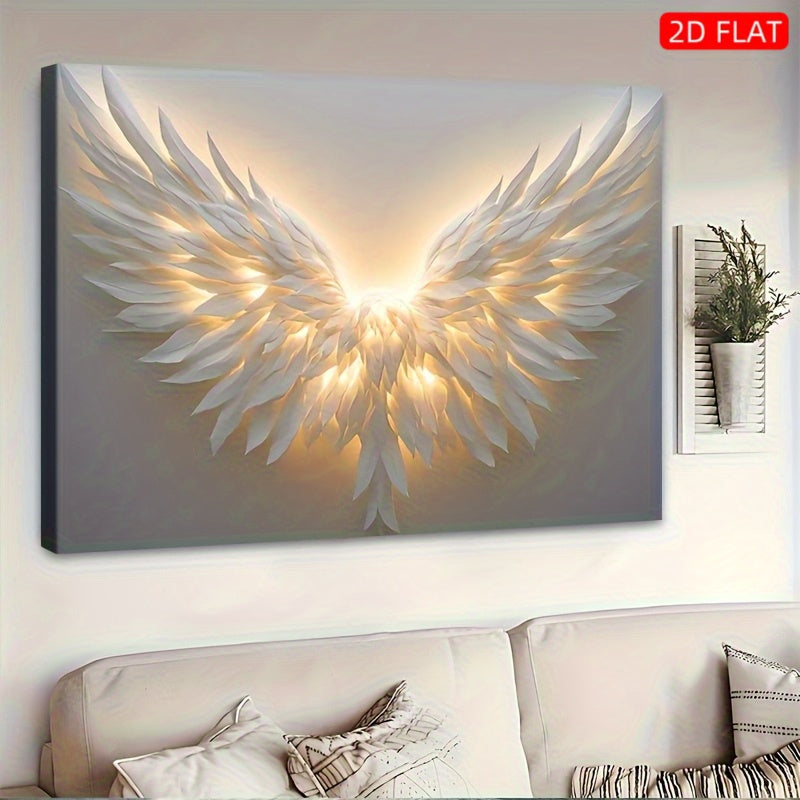 Angel Wings Wall Art Embedded Wood Frame Canvas Modern Decor