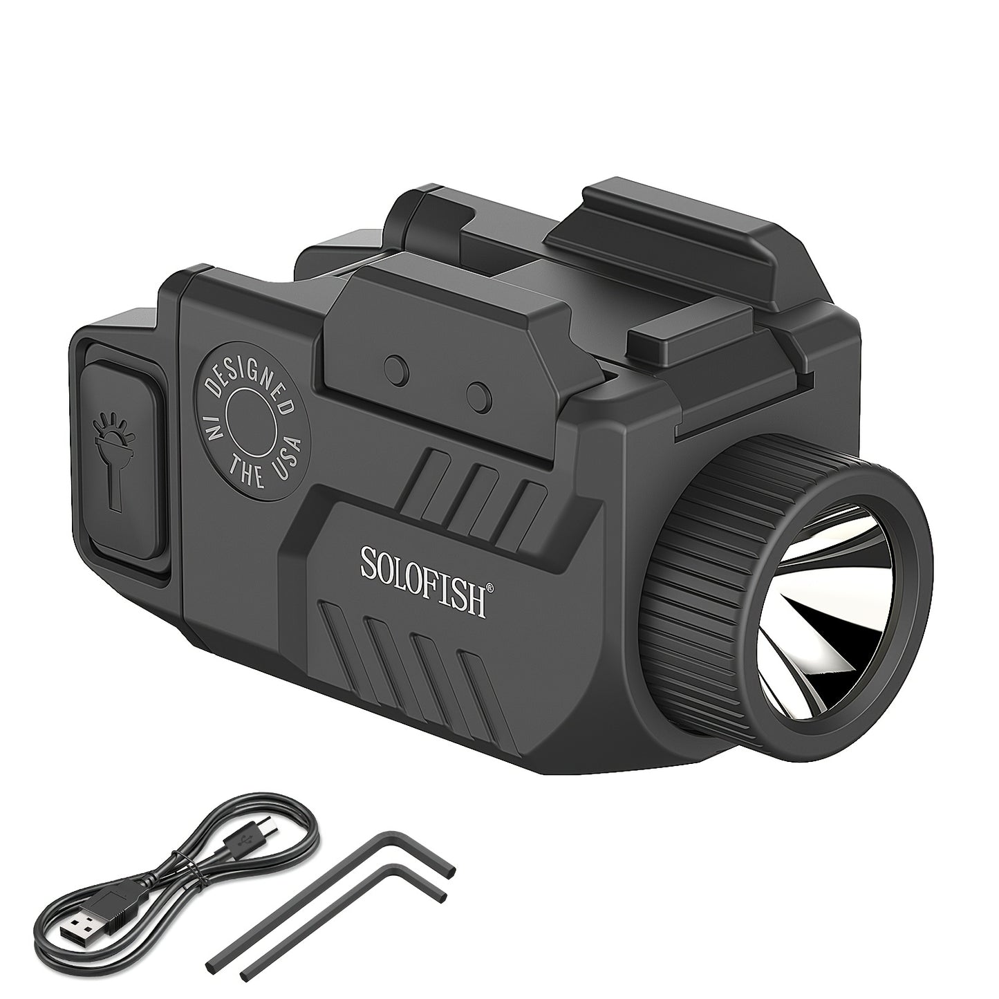 800 Lumens Rechargeable Tactical Flashlight for Picatinny Rail Pistol Handgun Light