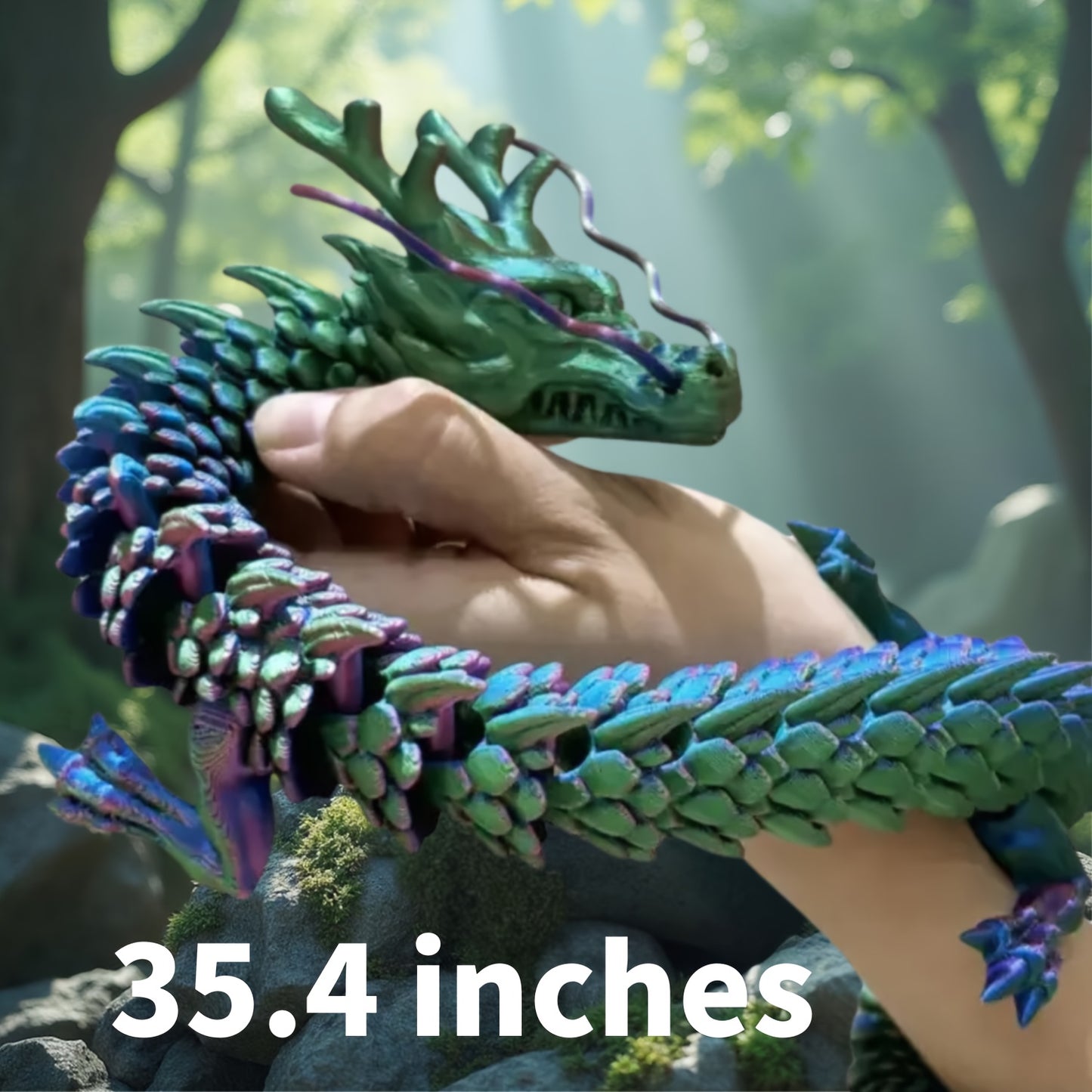 35.4" Giant Poseable 3D Printed Chinese Dragon Collectible Figurines | Articulated Joints Fantasy Decor, Flexible Desk Sculpture for Home/ Office/ Car Decor | Unique Mother's Day & Father's Day Gifts for Mom Dad, Perfect for