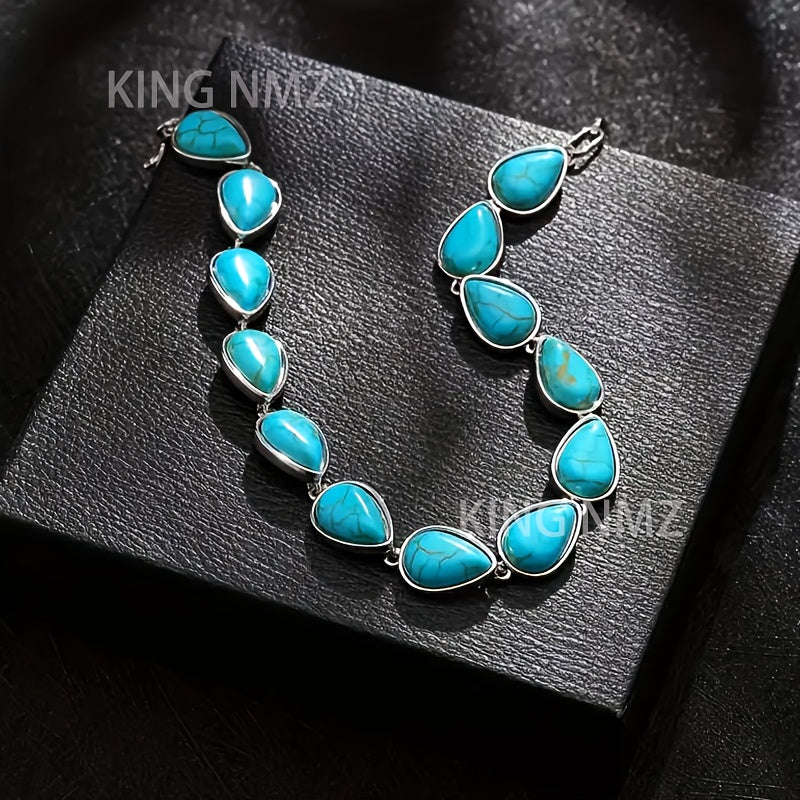 925 Sterling Silver Turquoise Women'S Bracelet, Elegant And Fashionable, A Fashionable Item For, Suitable As A Gift For Girlfriends And Wives On Holidays, Birthdays, Anniversaries, Valentine'S Day, With Exquisite Gift Box Att