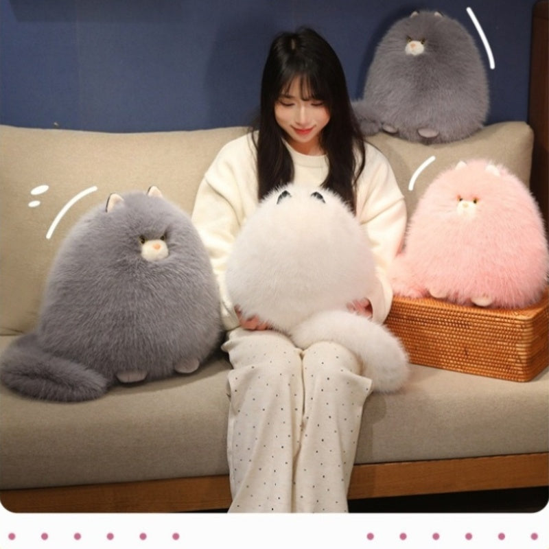 Cute Fluffy Cat Plush Pillow Hand Washable For Sleeping