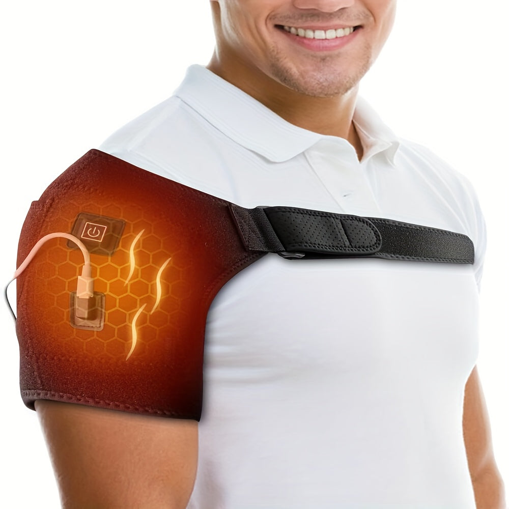 USB-Powered Electric Shoulder Warmer With Adjustable Strap -shoulder Brace Support - 3 Adjustable Heating Pad-Keeps, Leg, Ideal Relaxation Gift For Home, Office, And Arm Warm, Spa Use-The Winter Essential For Cold-Weather Com