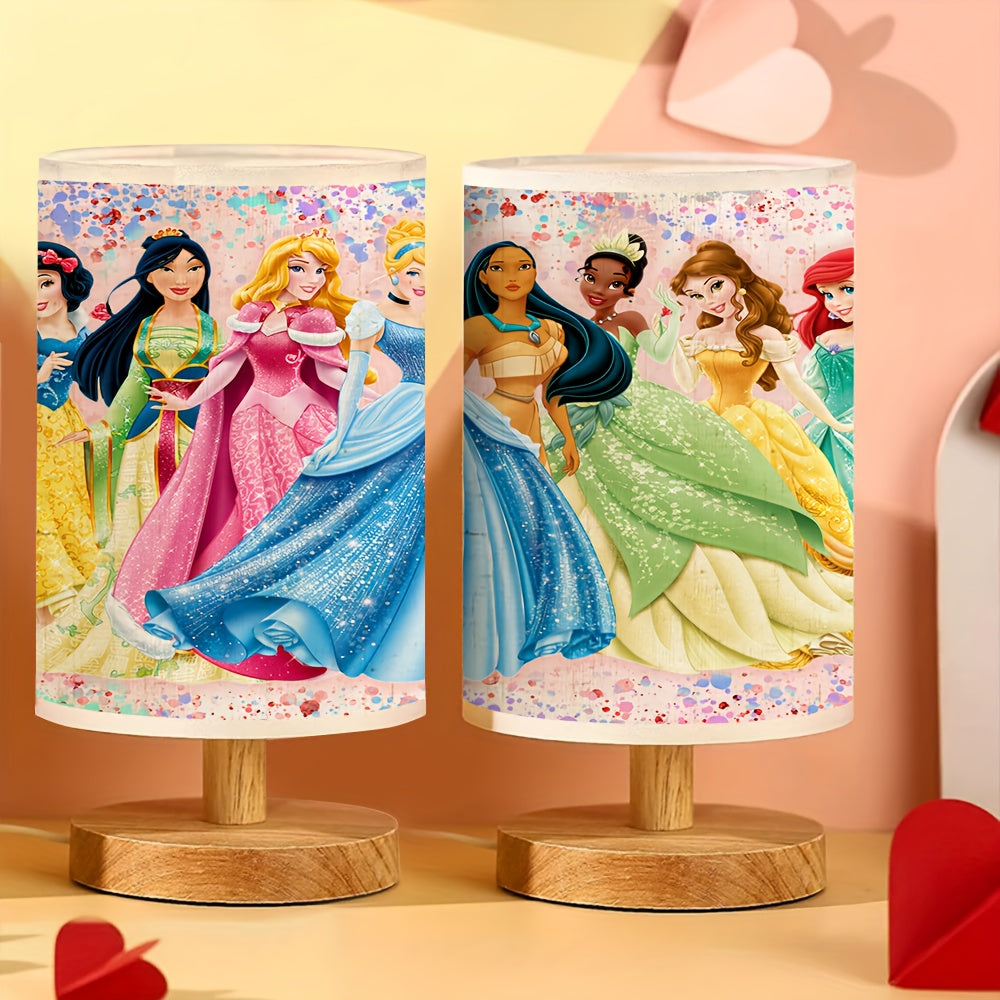 Disney Princess Wooden Table Lamp USB Powered Linen Shade