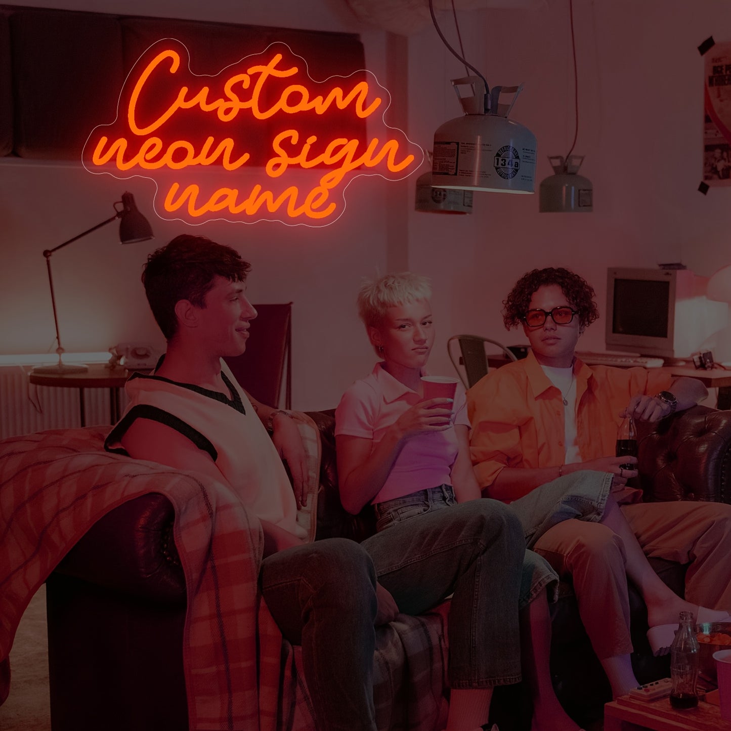 Custom Three Row Led Neon Lights With Names For Home Decor