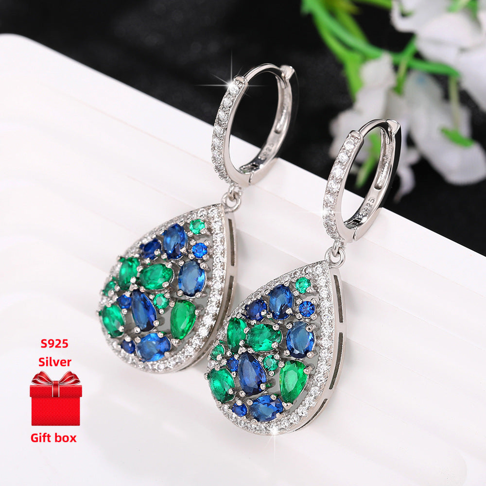 925 Sterling Silver Droplet Necklace And Earrings Set Gift