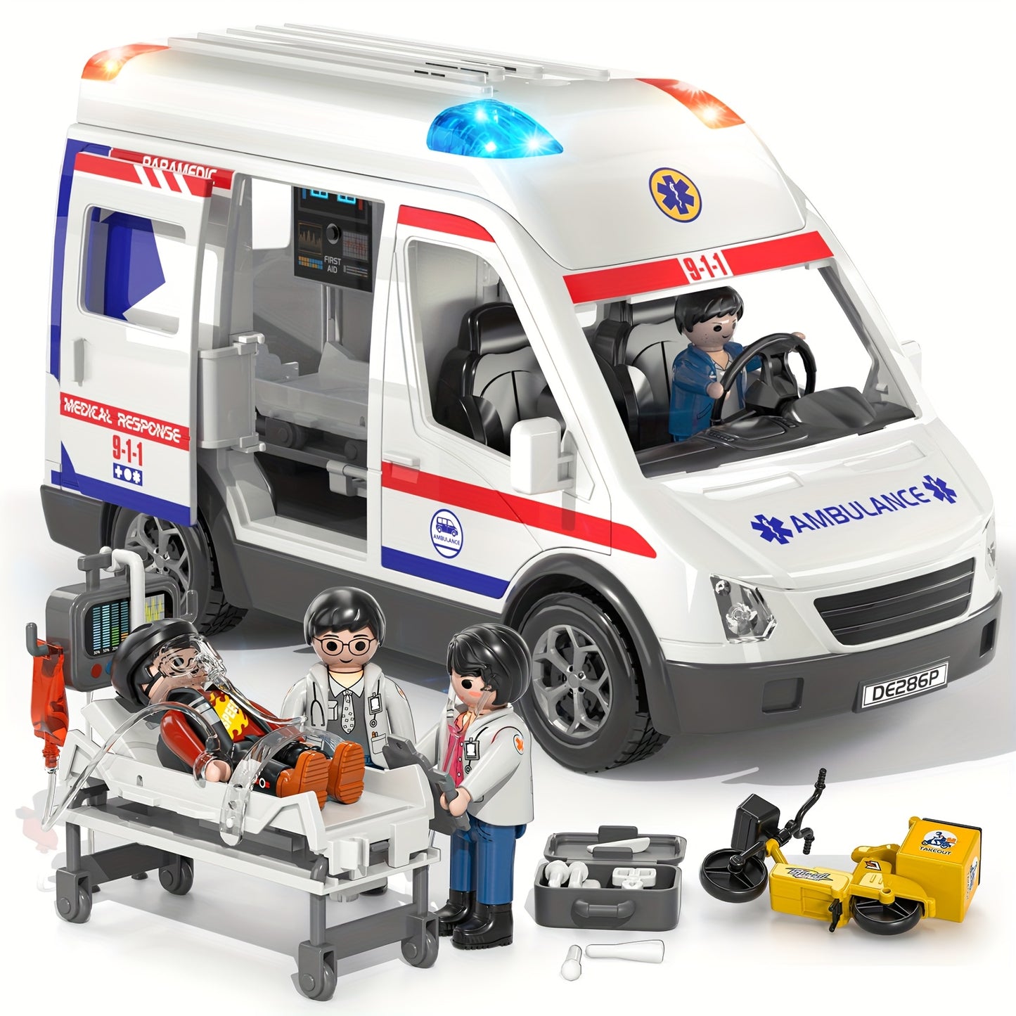 Kids Emergency Ambulance Playset With Lights And Sound