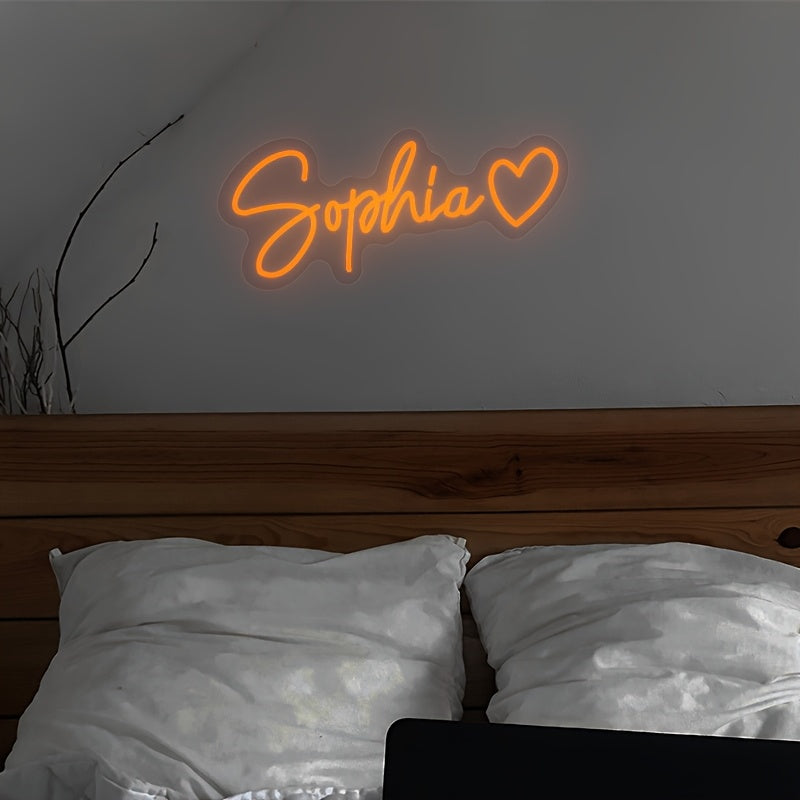 Custom Heart Shaped LED Neon Light USB Wall Mount Decor