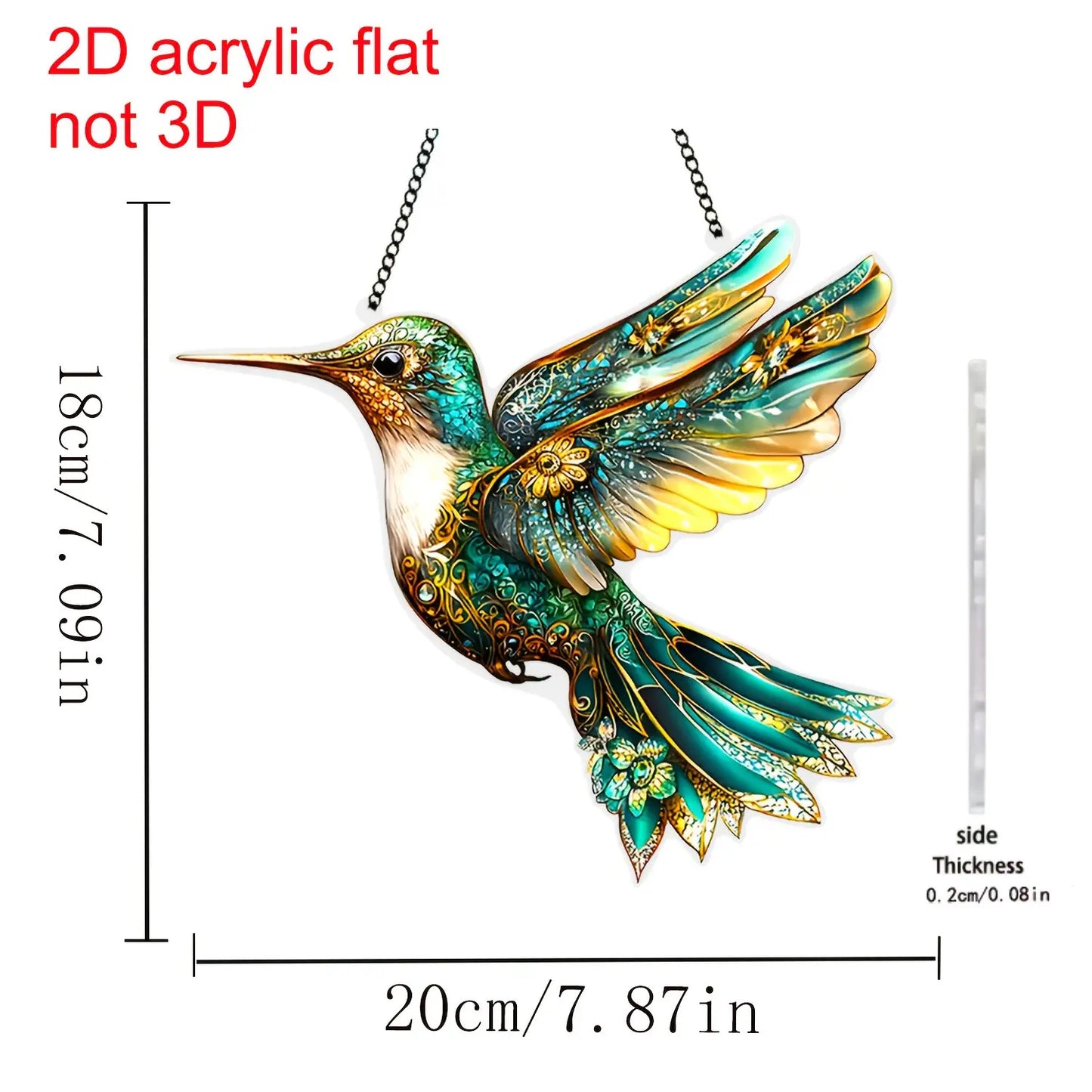 2D Acrylic Green Hummingbird Window Hanging Sun Catcher for Easter