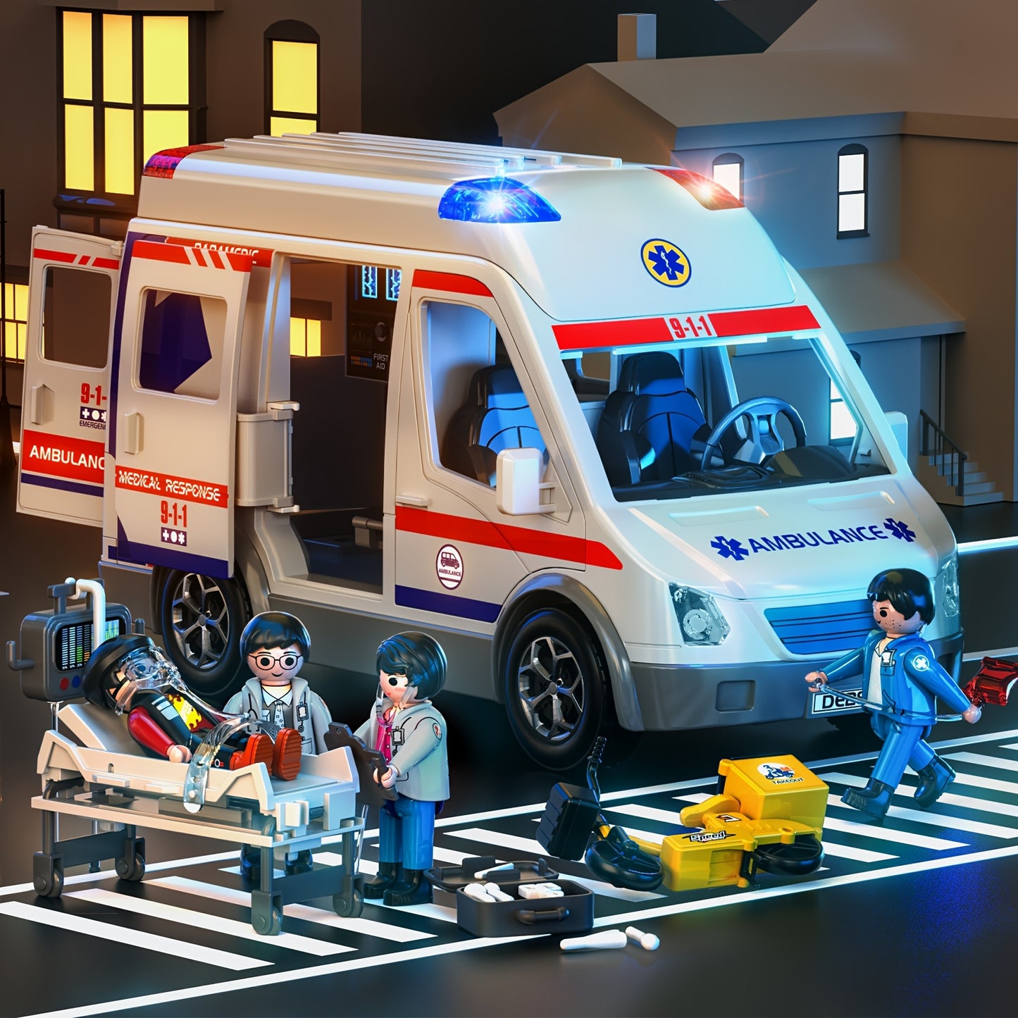 Kids Emergency Ambulance Playset With Lights And Sound