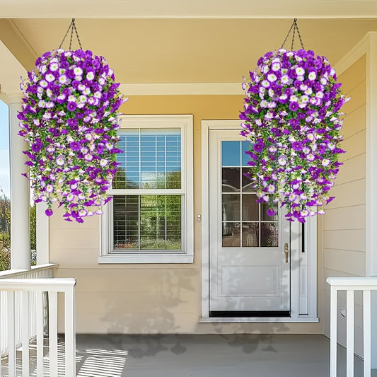 Artificial Petunia Hanging Flowers Two Pack Lifelike Decor