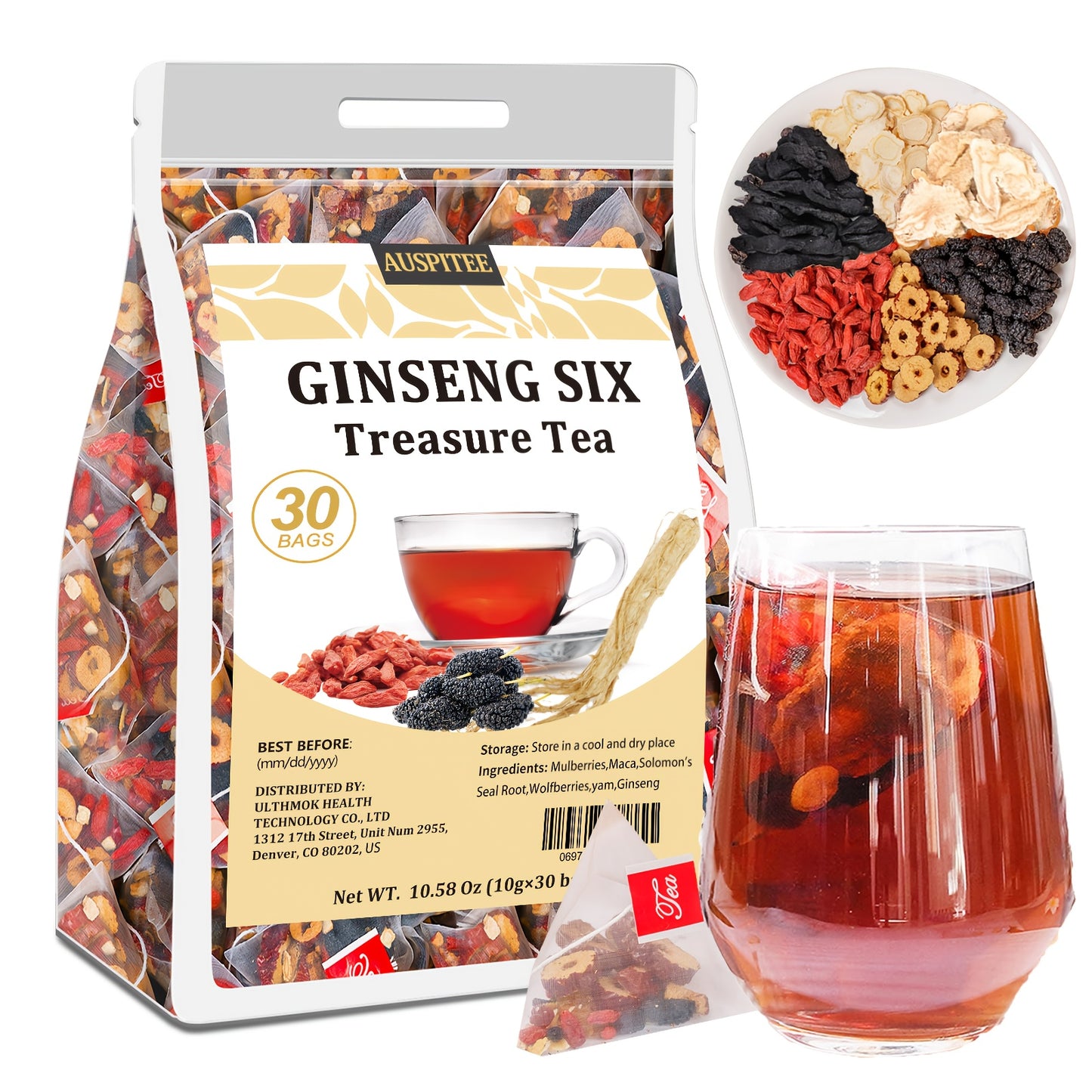 Ginseng Six Treasures Tea 10g 30 Packs Mulberry Wolfberry