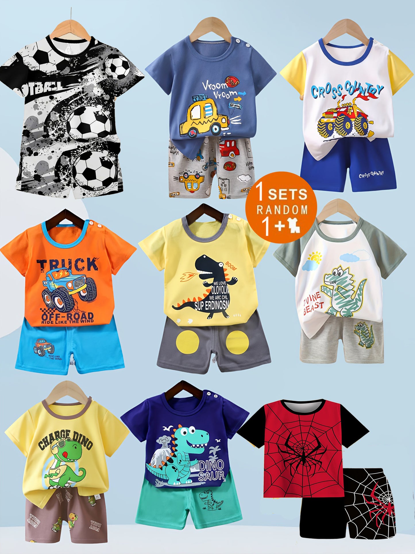 3D Printed Boys Casual Short Sleeve T Shirts and Shorts Sets Outdoor Wear