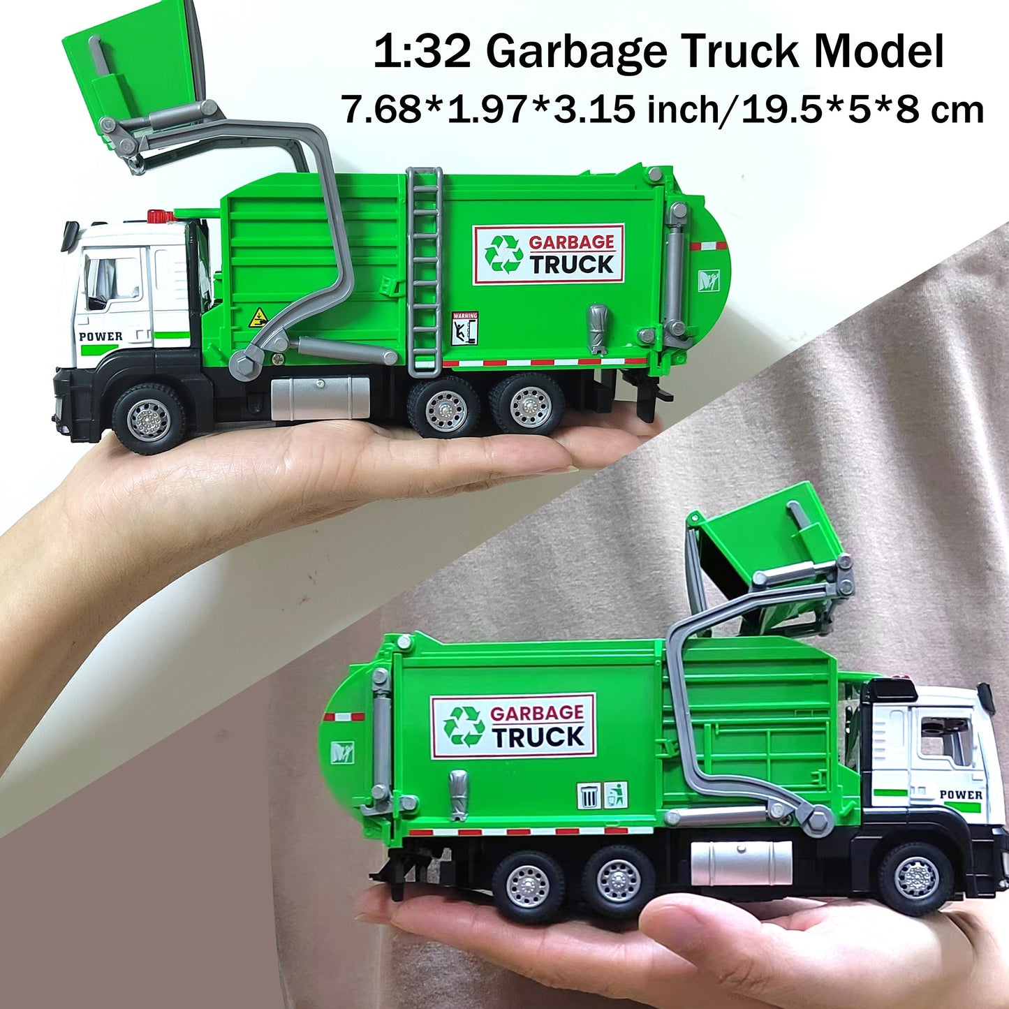 Garbage Truck Toy With Four Trash Bins Sound And Light
