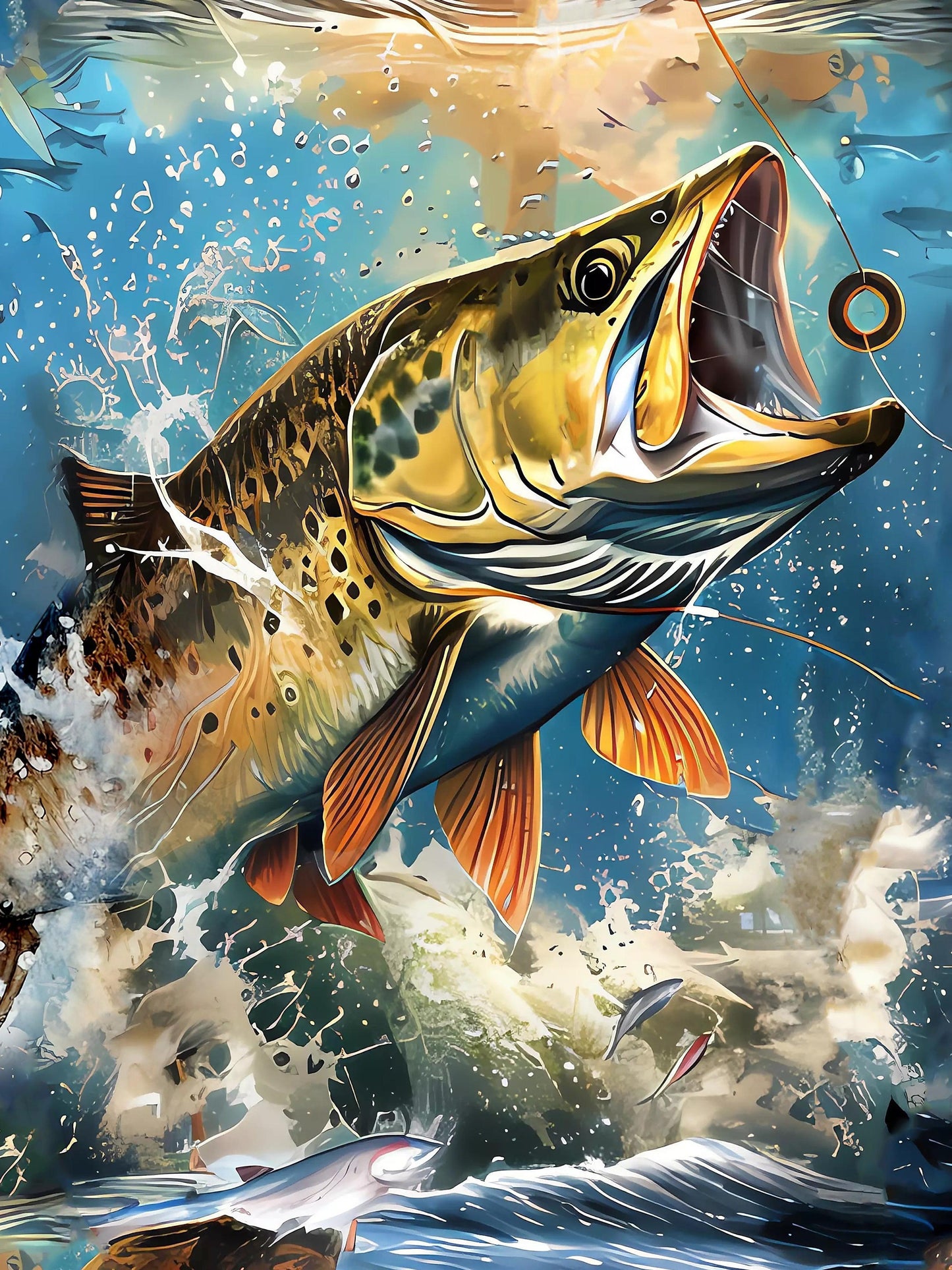 Men's Fishing Hoodie Realistic Jumping Fish Sweatshirt