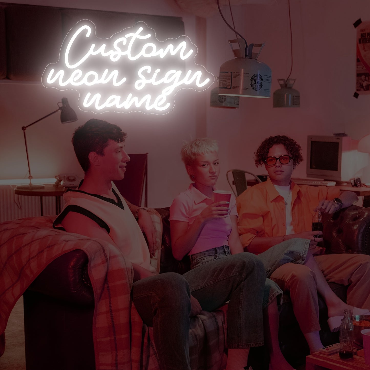 Custom Three Row Led Neon Lights With Names For Home Decor