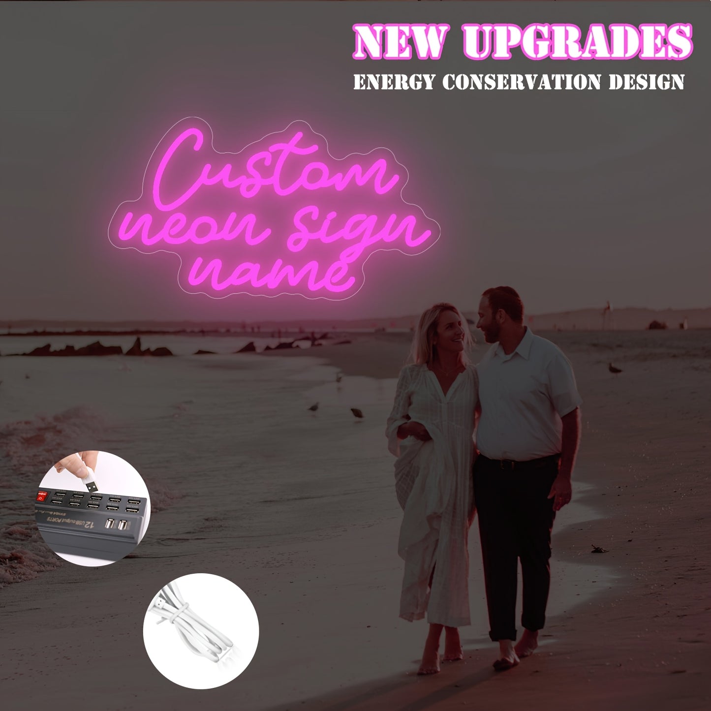 Custom Three Row Led Neon Lights With Names For Home Decor