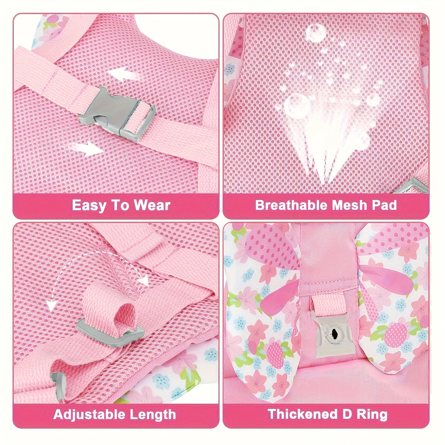 Pink Harness Leash For Girls Two In One Safety Belt