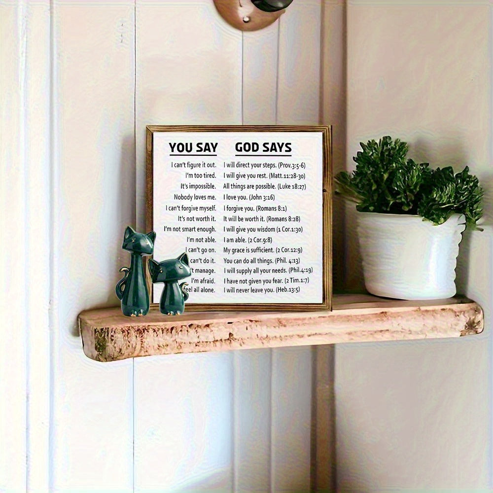 Dual Sided Bible Verses Wooden Frame Sign 8x8 Inches