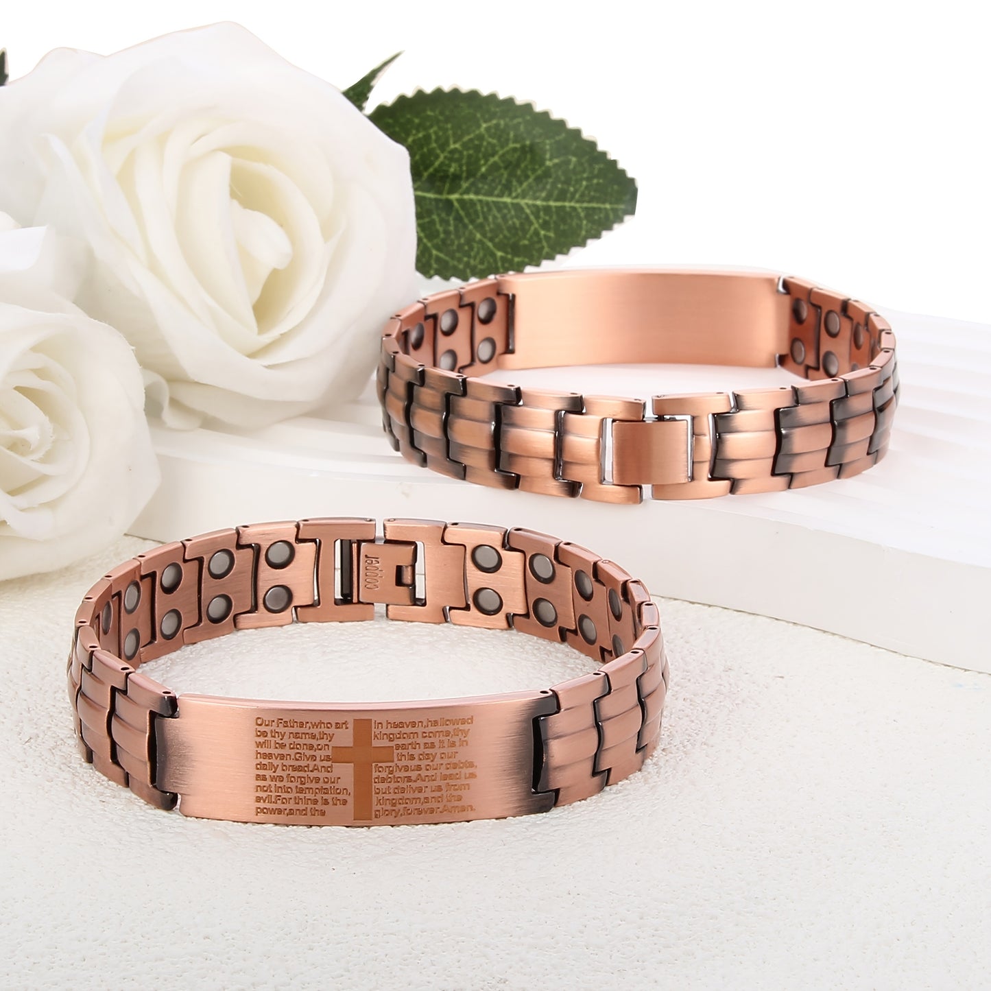Cross Magnetic Copper Bracelets For Men With Sizing Tool