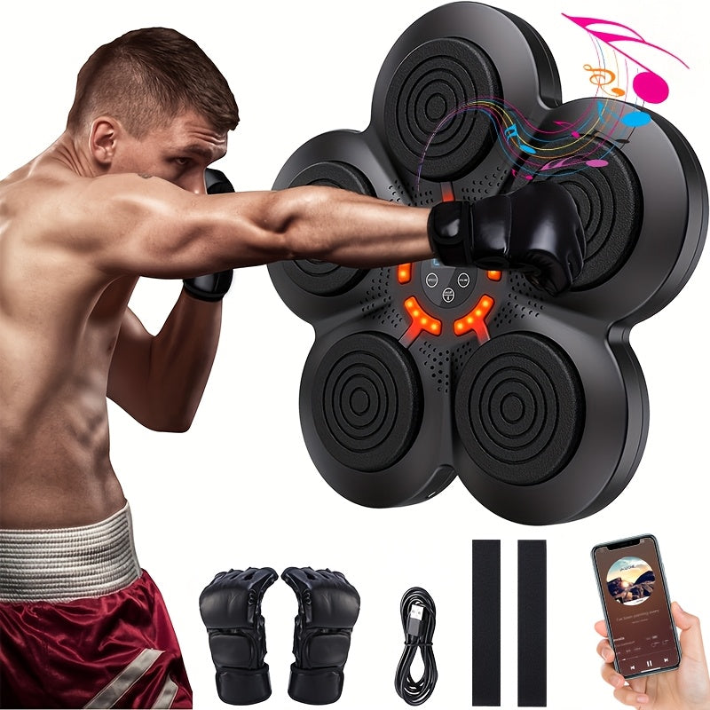 1pc BABONA Wireless Wall Mounted Intelligent Music Boxing Machine With LED Colorful Lights, USB Charging, 3D Sound, Intelligent Boxing Machine With Boxing Gloves, Music Synchronization, LED Counting System, ABS Material, Gift
