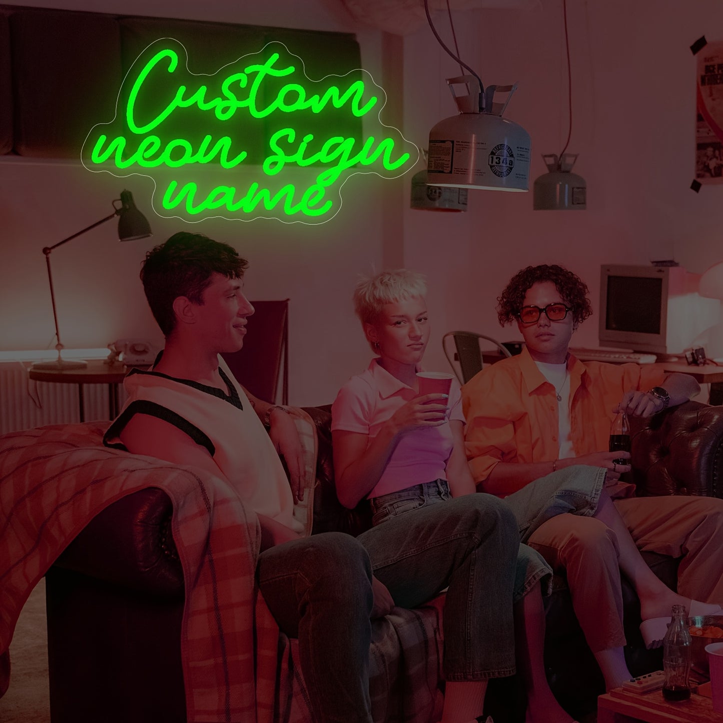 Custom Three Row Led Neon Lights With Names For Home Decor