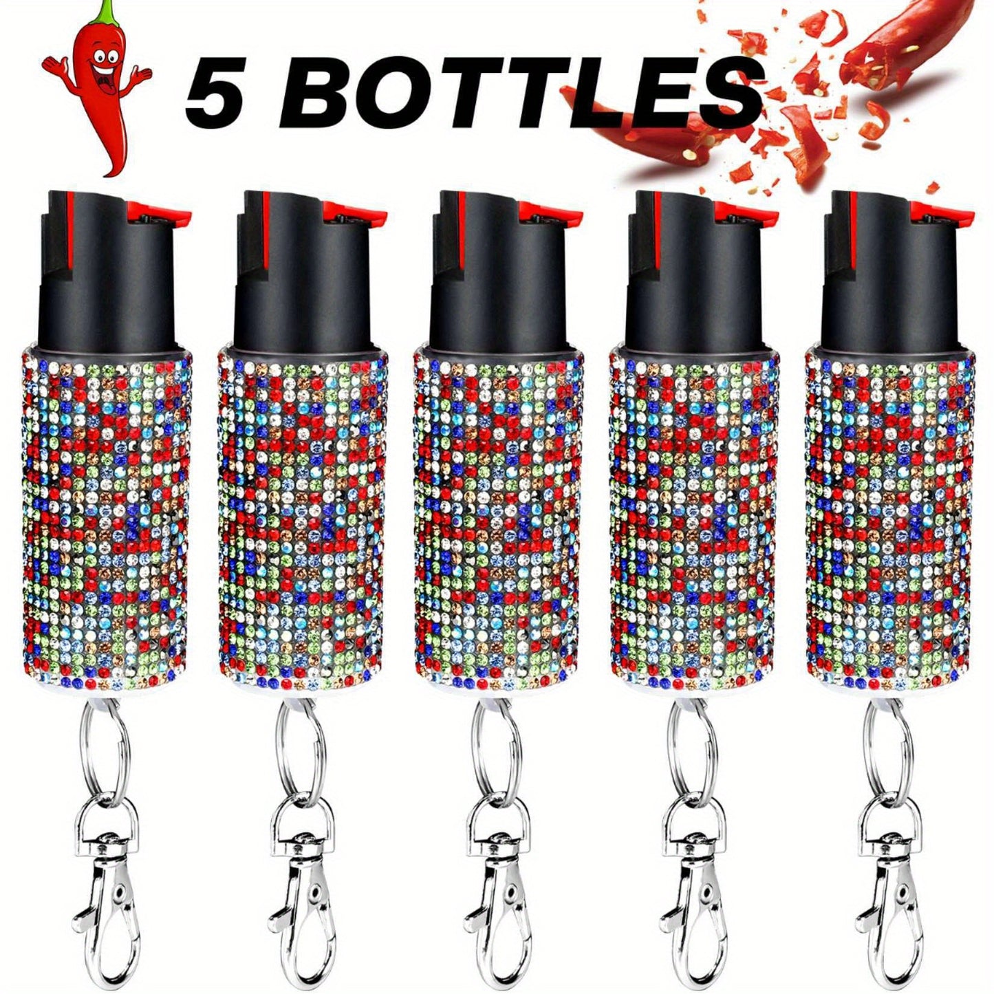5Bottles Hot Pepper Spray Portable Pepper Pray Outdoor Protection Quick to Aim Safe And Easy to Use Pepper Pray for Hiking & Camping Suitable for Women And Police., Personal Safety Device, Hiking Protection, Compact Design, L