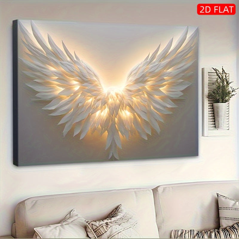 Angel Wings Wall Art Embedded Wood Frame Canvas Modern Decor