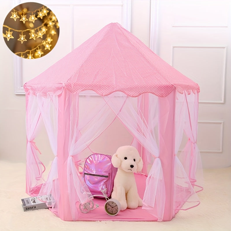 Princess Girls Castle Play Tent With Star Lights 55x53in