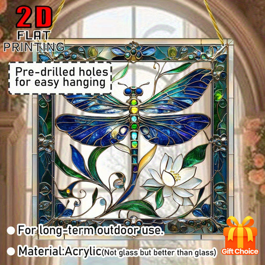 Acrylic Dragonfly Lotus Garden Decor for Home Outdoor 7.9x7.9 Inch