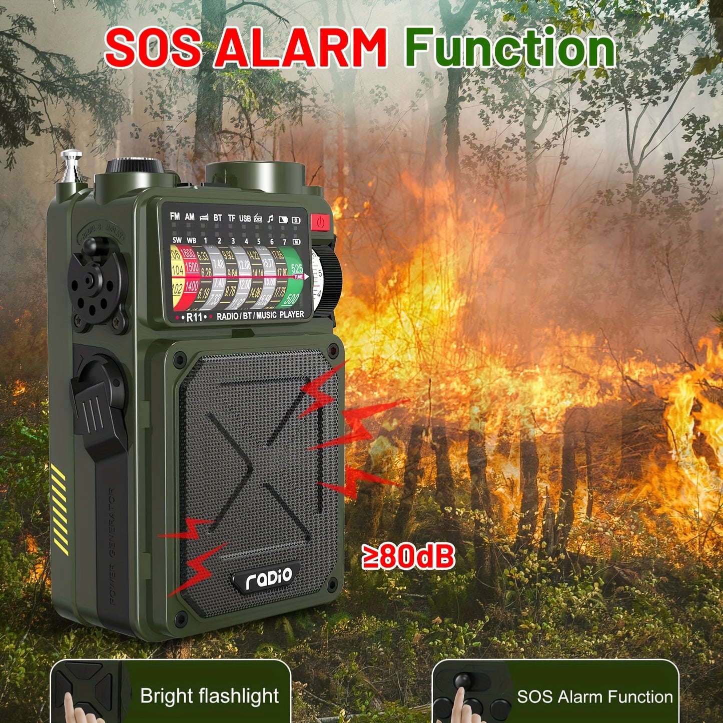 4000mAh Digital Shortwave Radio AM FM SW NOAA Weather Alert