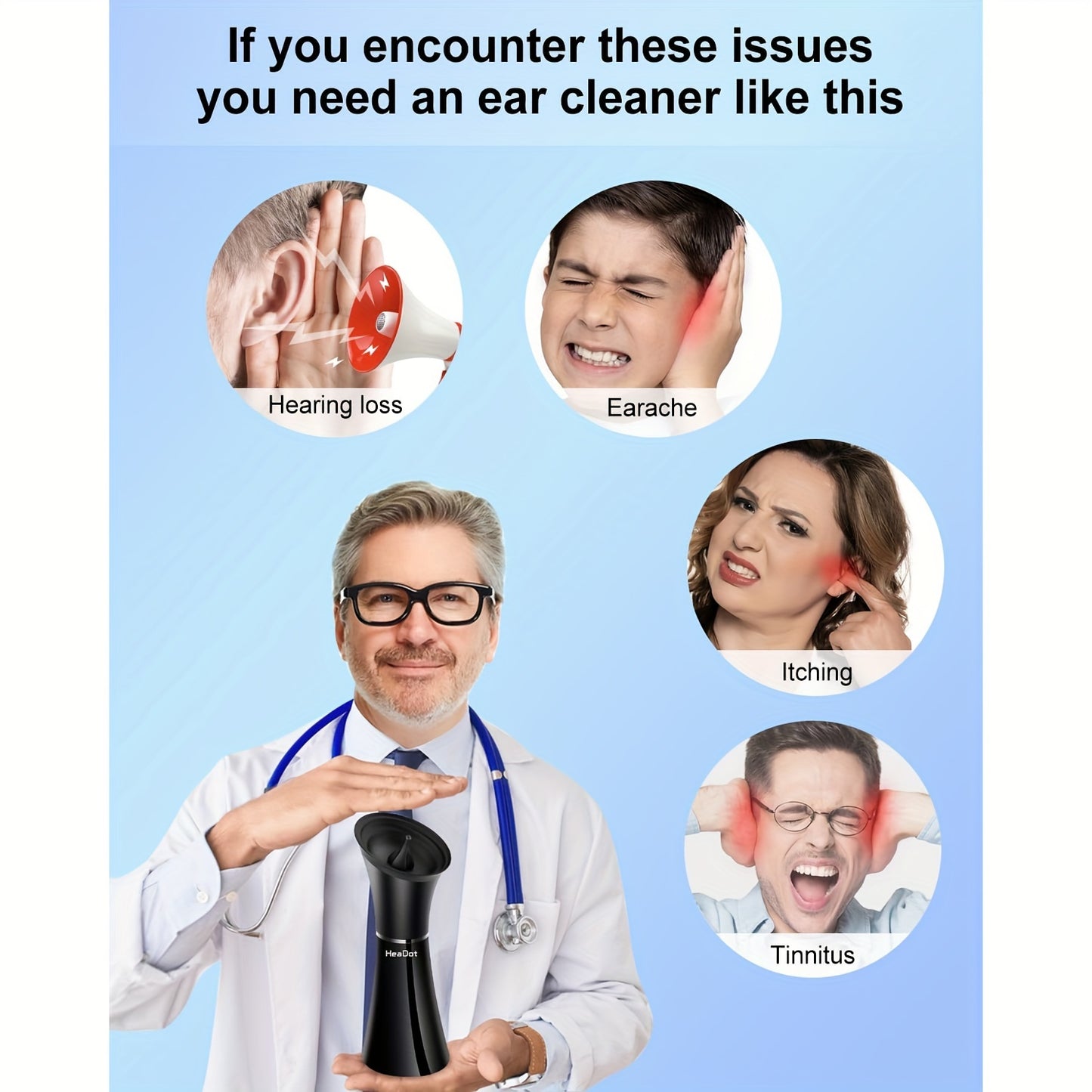 Upgraded Electric Ear Wax Removal Tool, Water Powered Ear Cleaning Tool with Irrigation Flusher, 6 Tips, 4 Pressure Settings -Safe & Effective for Ear Wax Buildup Flushing And Cleaning, Waterproof & Convenient Ear Flushing Ki