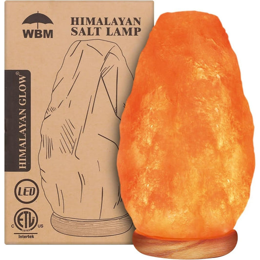 1 Pc Himalayan Glow Pink Salt Lamp, 7 lbs Natural Crystal with Neem Wood Base & USB Dimmer Switch, ETL Certified Night Light Gift for Relaxation & Home Décor