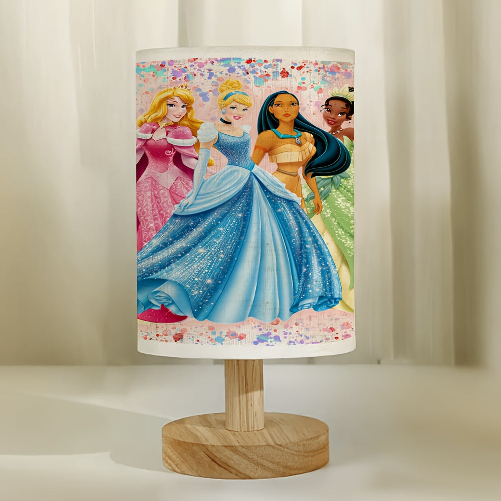 Disney Princess Wooden Table Lamp USB Powered Linen Shade