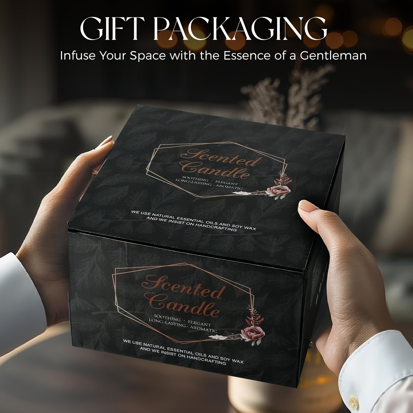 Scented Candle Set For Men Soy Wax Sandalwood Gift Set