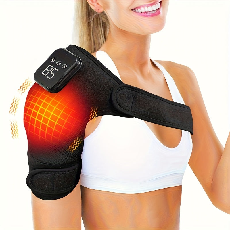 Cordless Shoulder Heating Massager, Electric Heat Vibration, Shoulder, Elbow, Knee, 3 Levels of Heat 3 Levels of Vibration, 3 Levels of Cordless Shoulder Heating Pad with Vibration - LED Touch Screen, Gift for Parents