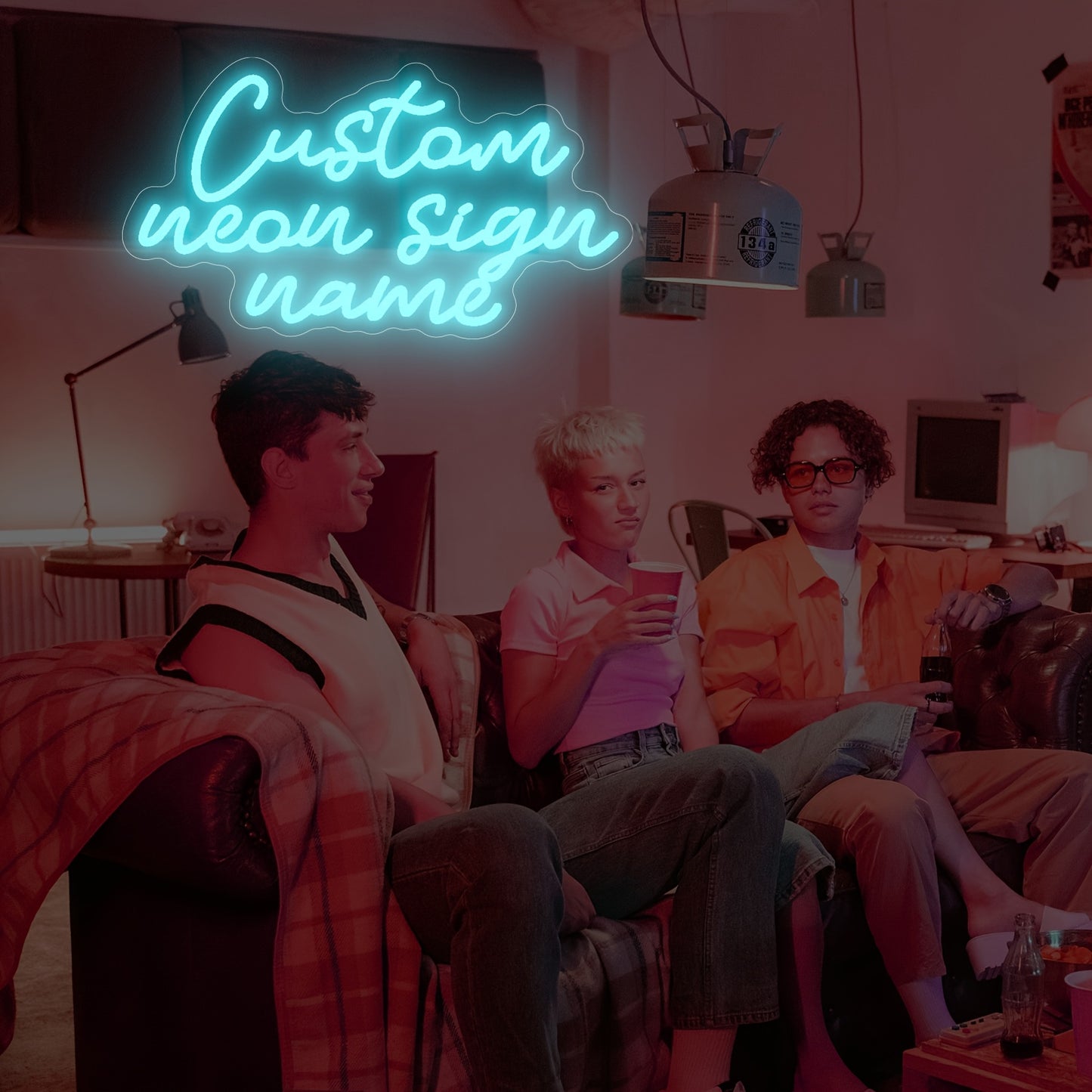 Custom Three Row Led Neon Lights With Names For Home Decor