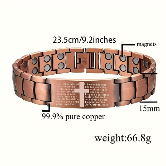 Cross Magnetic Copper Bracelets For Men With Sizing Tool
